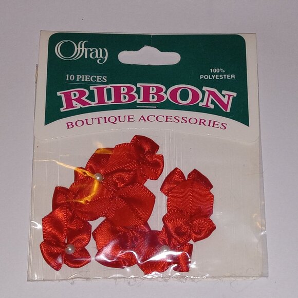 🎯 Vintage Offray Mini Red Bows for Crafting, 10 Pcs. Ribbon Polyester Bows - Picture 7 of 11